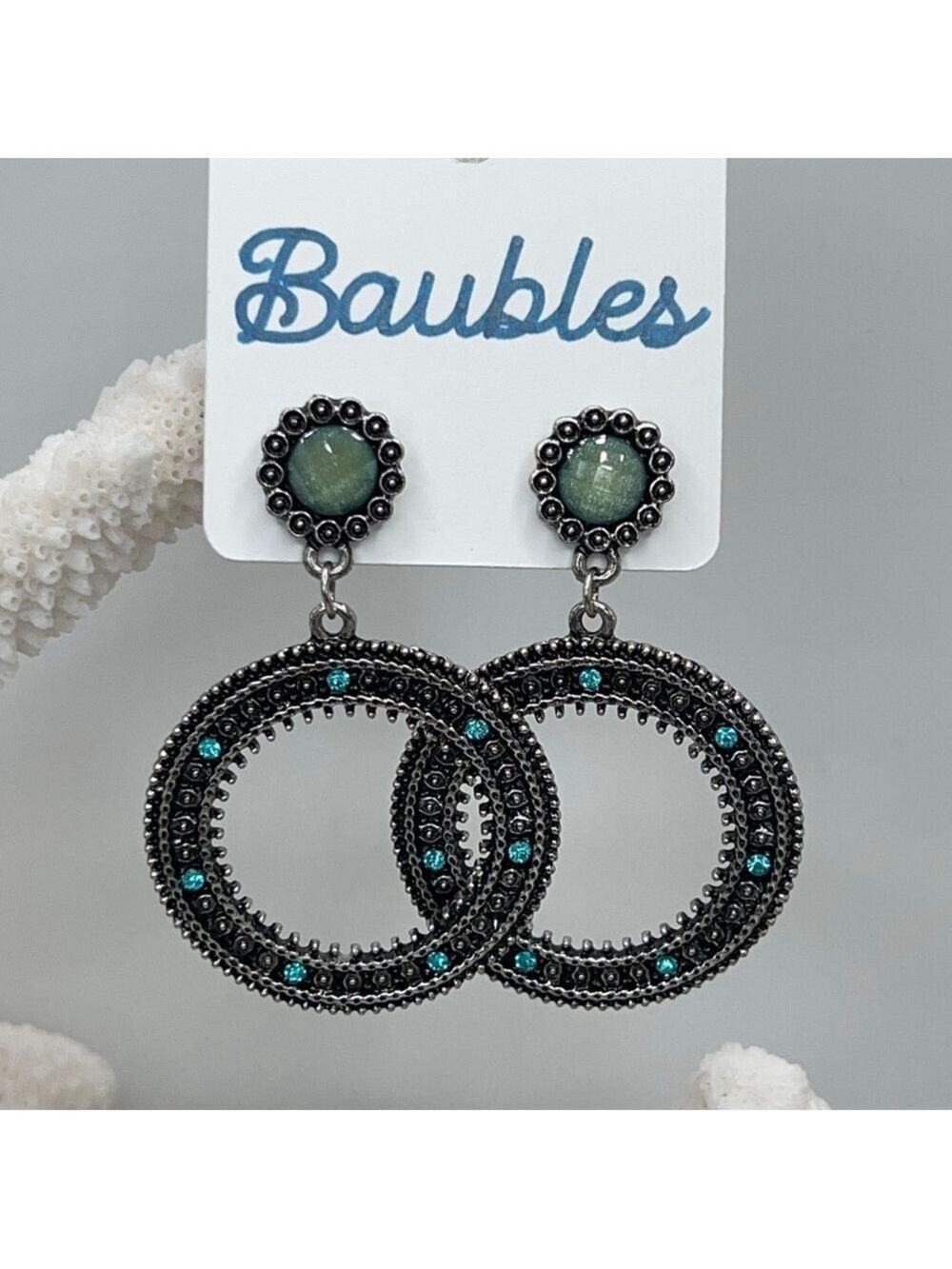 Baubles Silver Green Dangle Earrings